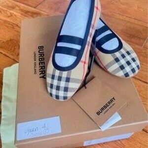 Burberry Mini Grace Logo Detail Check Ballerina Flat